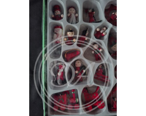 Vintage-Set traditioneller deutscher Holz-Weihnachtsbaumschmuck, Sammlerstücke (30 Stück)