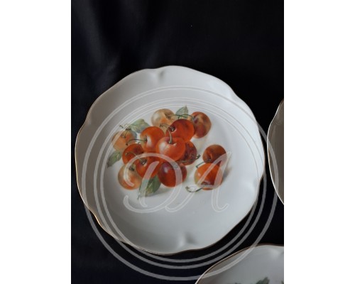 Königlich Tettau (Königliches Tettau) aus Bayern, Deutschland, Dessertteller-Set mit Früchten