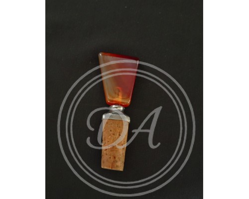 Bottle Stopper with Natural Red Agate Handle