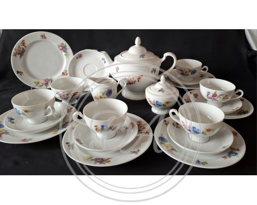 Vintage Tea and Coffee Set "Meissen Bouquet" for 6 Persons, Eschenbach 1950s