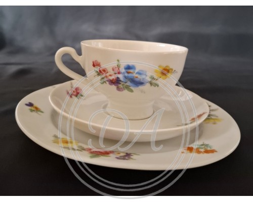 Vintage Tea and Coffee Set "Meissen Bouquet" for 6 Persons, Eschenbach 1950s
