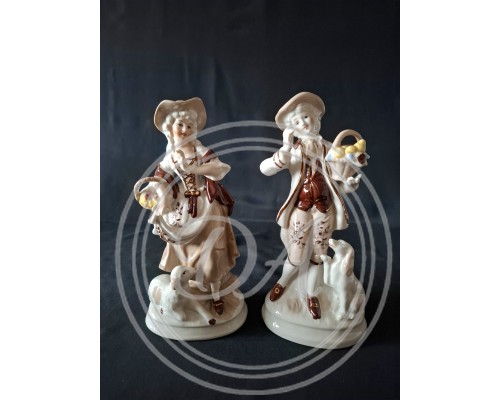 Antique "Shepherd and Shepherdess" Figurines in Victorian or Baroque Style