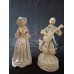 Antique Porcelain Figurines "Lady and Gentleman" with Dresden Lace