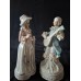 Antique Porcelain Figurines "Lady and Gentleman" with Dresden Lace