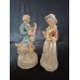 Antique Porcelain Figurines "Lady and Gentleman" with Dresden Lace