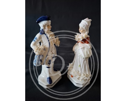 Vintage Paired Porcelain Figurines: "Gallant Scene" or "Lady and Gentleman"