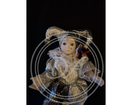 Collectible Vintage Porcelain Jester or Harlequin Doll. 1950s