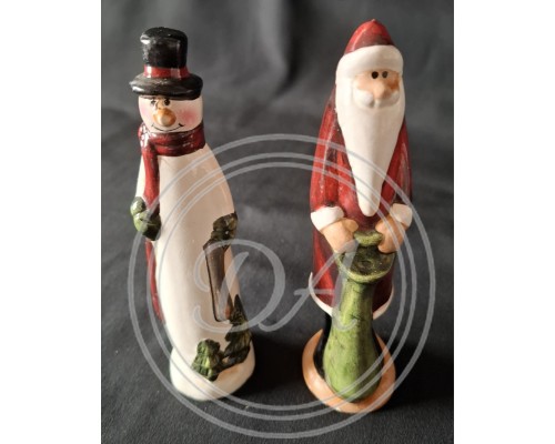 Vintage Decorative Snowman and Santa Claus Figurines