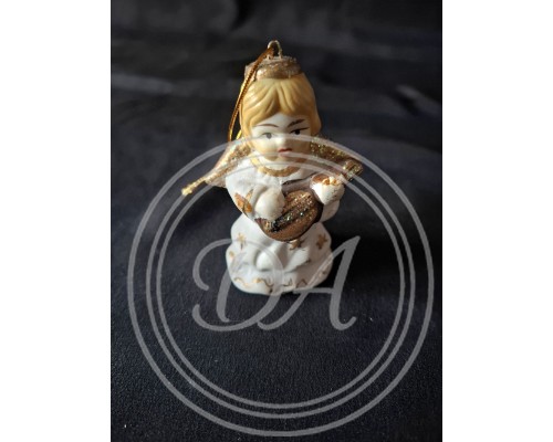 Vintage Christmas Angel Bell Ornament Playing Lute or Domra