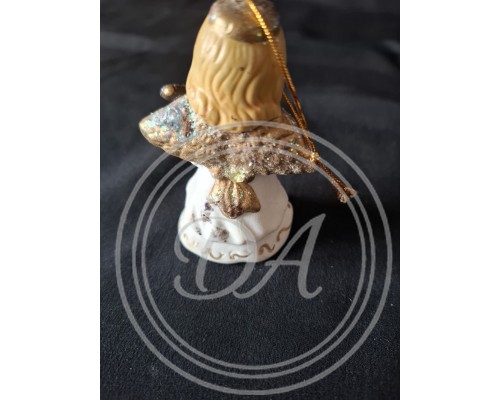 Vintage Christmas Angel Bell Ornament Playing Lute or Domra