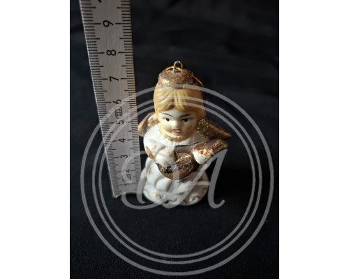 Vintage Christmas Angel Bell Ornament Playing Lute or Domra