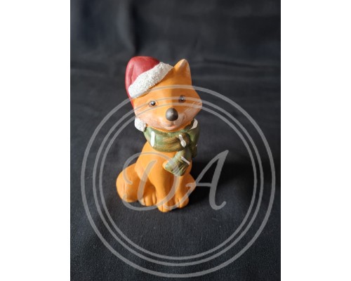Vintage Ceramic Christmas Fox Ornament