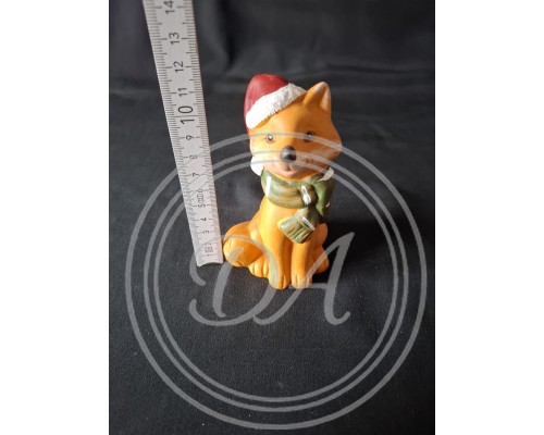 Vintage Ceramic Christmas Fox Ornament