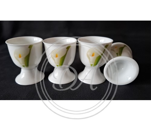 "Calla" Porcelain Egg Cups by German Brand Van Well (4 pcs)