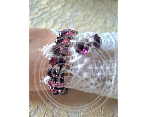 Vintage-Armband und Ohrringe KONPLOTT der Serie "Love Me Tender, Love Me Sweet" in "Dark Pink"