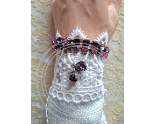 Vintage-Armband und Ohrringe KONPLOTT der Serie "Love Me Tender, Love Me Sweet" in "Dark Pink"