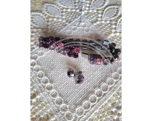 Vintage-Armband und Ohrringe KONPLOTT der Serie "Love Me Tender, Love Me Sweet" in "Dark Pink"