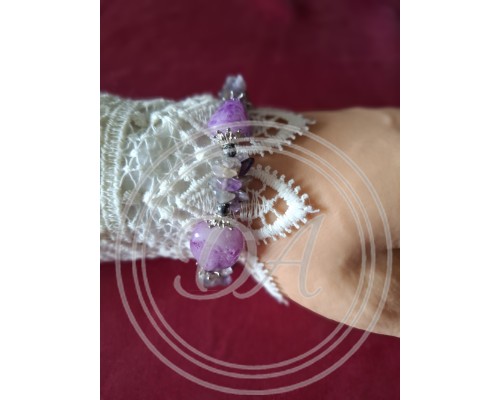 Natural Stone Bracelet - Amethyst, Quartz, Rock Crystal