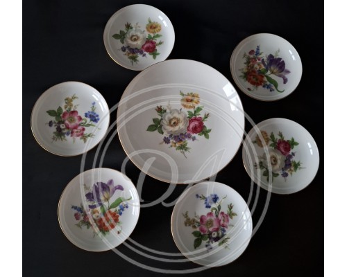 Set (1+6) with floral decoration “Meissen Bouquet”. Fürstenberg