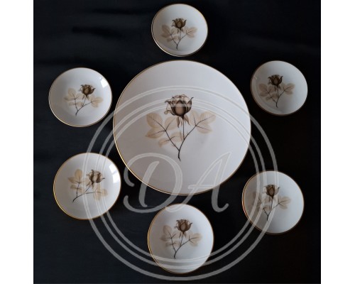 Set (1 + 6 pieces) Rosenthal "Shadow Rose"