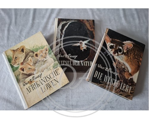 Rare vintage books by Walt Disney from the series "Explorations in the Realm of Nature".