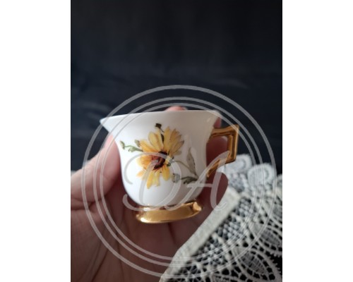 Antique Limoges Moka Cup, France. This decor is called "Sunflower"