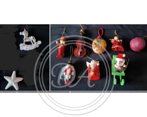 Set of 10 Wooden Christmas Ornaments, Germany