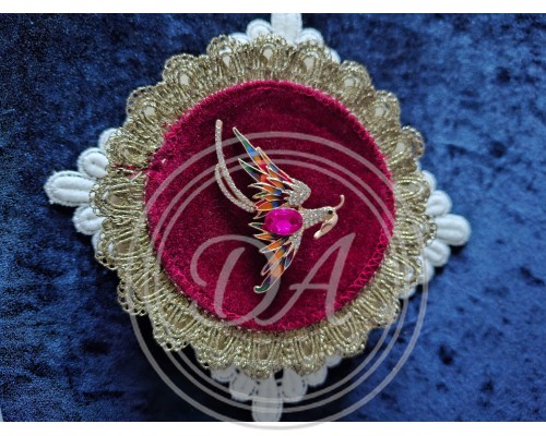 Vintage-Brosche „Feuervogel“ rosa Strassstein 1960er-1980er Jahre, Frankreich