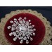 Vintage 1950s Starburst Brooch with Pastel Green Rhinestones and Faux Pearls
