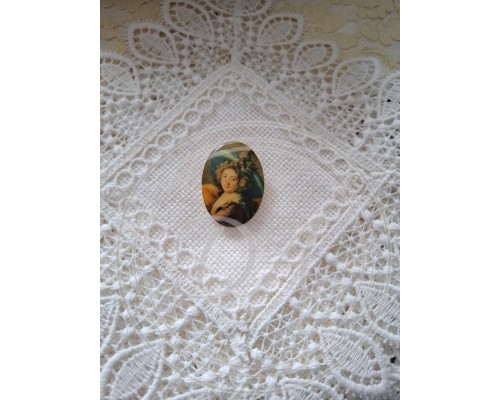 Brooch or Oval Cabochon with Reproduction of Madame Molé-Reymond's Portrait