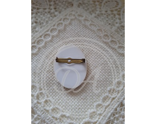 Brooch or Oval Cabochon with Reproduction of Madame Molé-Reymond's Portrait