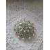 Vintage 1950s Starburst Brooch with Pastel Green Rhinestones and Faux Pearls
