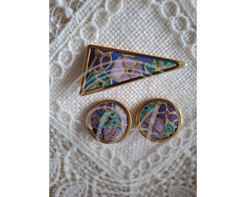 Uhlig Vintage Set with Clip-On Earrings and Brooch