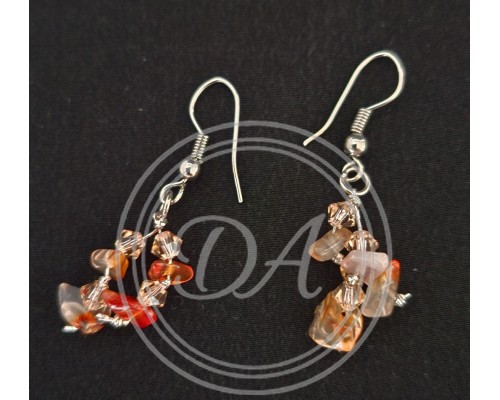 Ear hooks with agate and crystal beads