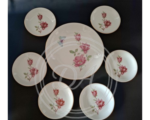 Vintage Plate Set by German Brand Creidlitz Bavaria. (1+ 6 pcs)