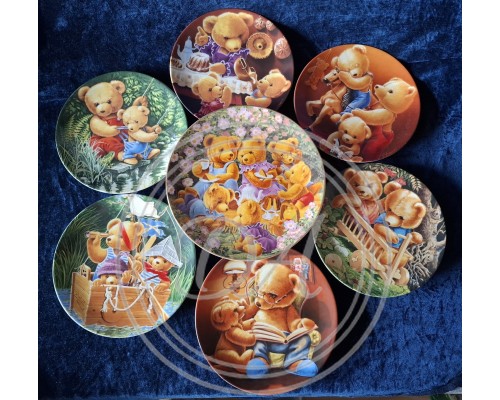 Complete 7-piece collector's set "Teddy and his Friends" by Bareuther