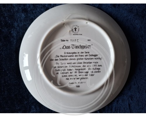 Collector's plate "Prayer before the meal"