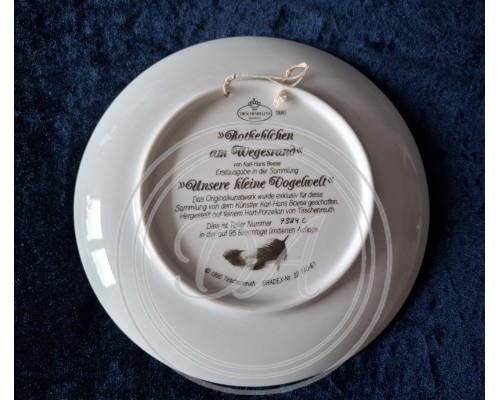 Collector's plate "Roadside Robin" Tirschenreuth 1990