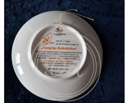 Collector's plate "Hungrige Rotkehlchen" "Hungry Robins" Hutschenreuther 1993