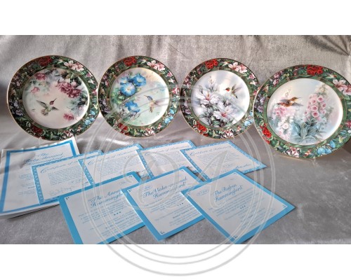 Lena Liu's "Hummingbird Treasures" Collectible Plate Set, 4 pcs.