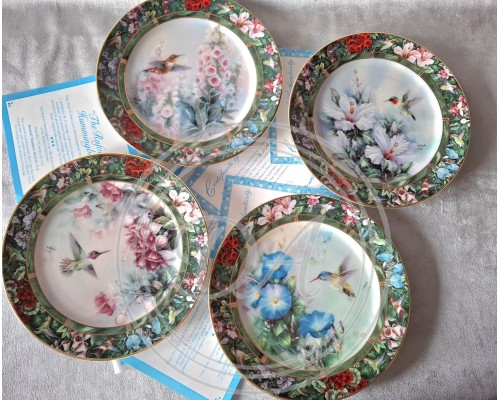 Lena Liu's "Hummingbird Treasures" Collectible Plate Set, 4 pcs.