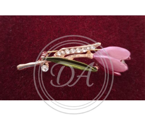 Vintage Pink Tulips Brooch, 1960s/70s , France  