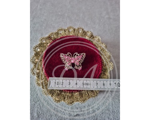 Vintage-Brosche „Schmetterling mit rosa Kristallen“, 1950er-1960er Jahre, Deutschland