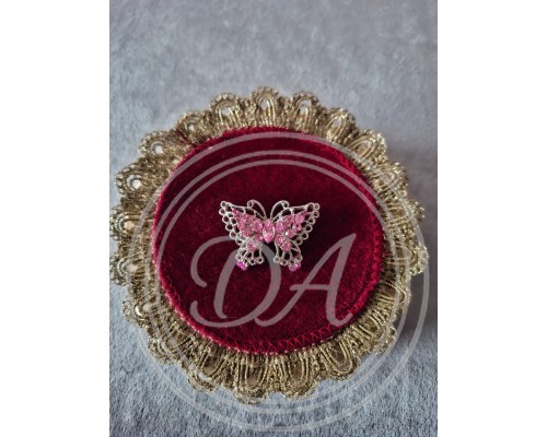 Vintage-Brosche „Schmetterling mit rosa Kristallen“, 1950er-1960er Jahre, Deutschland