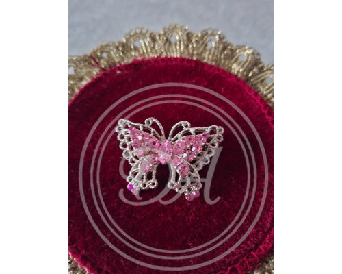 Vintage-Brosche „Schmetterling mit rosa Kristallen“, 1950er-1960er Jahre, Deutschland