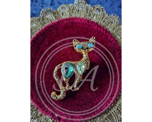 Brooch “Cat Rhinestones” France