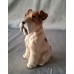 Antique Ceramic Seated Fox Terrier Dog in Brown and White
