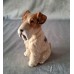 Antique Ceramic Seated Fox Terrier Dog in Brown and White