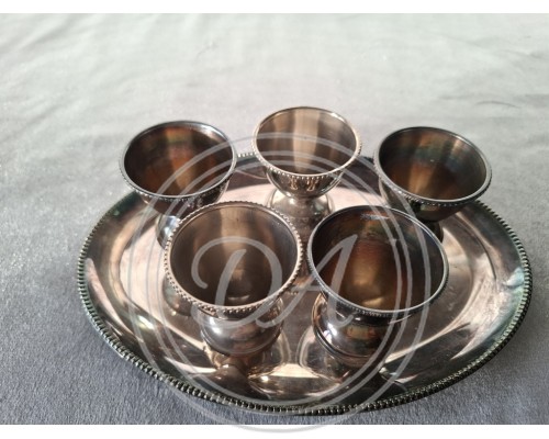 Vintage silver-plated shot glasses and a tray, Germany