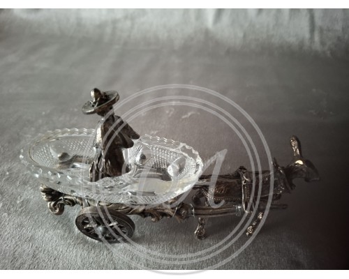 Caviar bowl, Roman chariot with a donkey Italian 